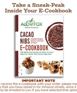 Cacao Nibs Naturally Sweetened with Yacon Syrup | Raw Organic, Sugar Free, Keto, Paleo and Vegan Friendly | Antioxidant and Protein Rich Criollo Chocolate Snack by Alovitox | 16 oz (2 x 8 oz) 13 81ANChrTNAL