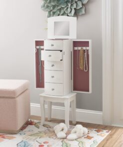 Powell Furniture Jewelry Armoire, White, 13"x 9.375"x 35.5" 25 81ANXggIezL