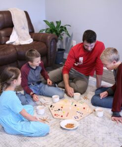 Alternative view of AmishToyBox.com Wahoo Marble Game Board Set - 16" Wide - Solid Oak Wood - Double-Sided - with 16mm Marbles and Dice Included