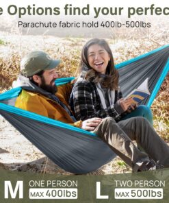 Alternative view of Kootek Camping Hammock Double & Single Portable Hammocks Camping Accessories for Outdoor, Indoor, Backpacking, Travel, Beach, Backyard, Patio, Hiking Grey & Sky Blue Large