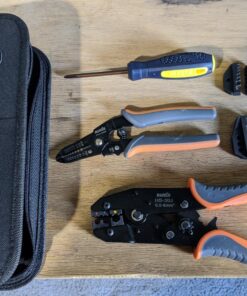 iCrimp Ratchet Wire Crimping Tool Set w/ 5 Interchangeable Jaws for Insulated and Non-Insulated Terminals AWG20-2, Wire Stripper included 28 81ARIT04t0L