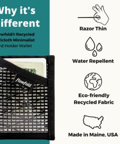 Flowfold Recycled Sailcloth Minimalist Card Holder Durable Slim Wallet Front Pocket Wallet, Card Holder Wallet Made in USA Black Sailcloth 24 81ARxTgtZaS
