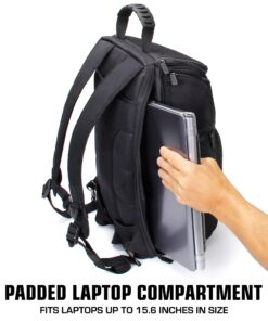 USA Gear DSLR Camera Backpack Case - 15.6 inch Laptop Compartment, Padded Custom Dividers, Tripod Holder, Rain Cover, Long-Lasting Durability and Storage Pockets - Compatible with Many DSLRs (Black) Black 40 81AT99NudgL