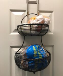 Gourmet Basics by Mikasa Rope 2-Tier Flatback Metal Storage Basket, black 19 81AURDce3SL