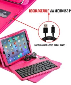 Alpatronix iPad Case with Keyboard, 9.7 inch KX130 Leather iPad Cover w/Detachable Wireless Bluetooth Keyboard Compatible w/Apple iPad 6 (2018), iPad 5 (2017), iPad Pro 9.7 & iPad Air 2/1 – Pink iPad 6/5, iPad Pro 9.7", iPad Air 2/1 (9.7-inch) 22 81AUy5udw9L