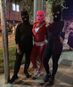 SATINIOR 3 Holes Full Face Cover Outdoor Balaclava Knitted Neck Gaiter Ski Mask for Sports Cycling Medium Pure Black 25 81AV Dz2yL