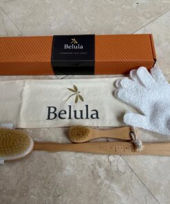 Belula Premium Dry Brushing Body Brush Set- Natural Boar Bristle Body Brush, Exfoliating Face Brush & One Pair Bath & Shower Gloves. Free Bag & How To – Great Gift For A Glowing Skin & Healthy Body 36 81AWDss3YDL 3