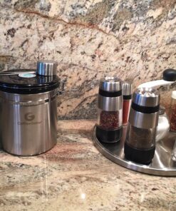 Coffee Gator Stainless Steel Canister - Medium 16oz, Silver Coffee Grounds and Beans Container with Date-Tracker, CO2-Release Valve, and Measuring Scoop - Ideal Coffee Lovers Gifts for Her - 2 Pack Travel Silver 54 81AZPf1IyRL