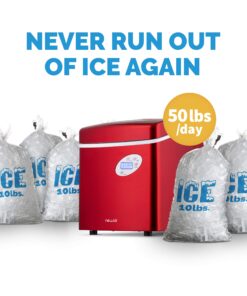 NewAir Portable Ice Maker 50 lb. Daily | Red | 3 Size Bullet Shaped Ice | First Batch Under 10 Minutes | Self Cleaning Quiet Operation Countertop Ice Machine | AI-215R 21 81AbREHj4zL