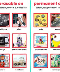 Chalkola 5 White Chalk Markers for Chalkboard Signs, Blackboard, Car Window, Bistro, Glass | 5 Variety Pack - Thin, Fine Tip, Bold & Jumbo Size Erasable Liquid Chalk Pens (1mm, 3mm, 6mm, 10mm, 15mm) 32 81Acjl0IeGL