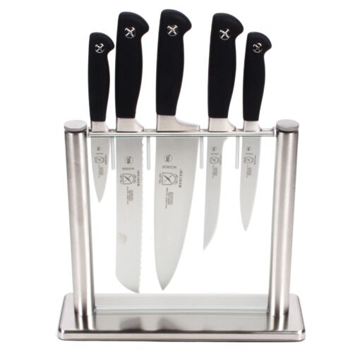 Mercer Culinary M20000 Genesis 6-Piece Forged Knife Block Set, Tempered Glass Block,Black 6-Piece Glass Block