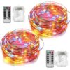 YIHONG 2 Set Multicolor Christmas Fairy Lights Battery Operated,16.4FT 50 LED String Lights, 8 Modes Portable Twinkle Firefly Lights Remote Timer for Bedroom Garden Party Decoration