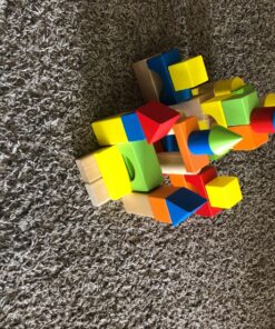 Cubbie Lee Premium Wooden Building Blocks Set - 100 pc for Toddlers Preschool Age - Classic Hardwood Plain & Colored Small Wood Block Pieces for Boys & Girls - Classic Build & Play Toy 36 81AeiCbTB2L