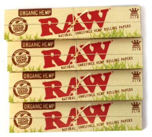 Raw King Size Slim Organic Hemp Rolling Papers 4 packs 1