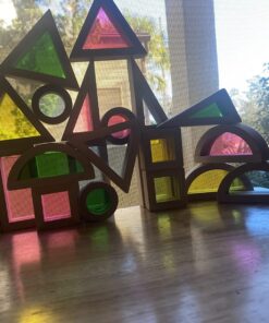 Agirlgle Wood Building Blocks Set for Kids 24 Pcs Rainbow Stacker Stacking Game Construction Toys Set Preschool Colorful Learning Educational Toys - Geometry Wooden Blocks for Boys & Girls 32 81Ahc0XHurL