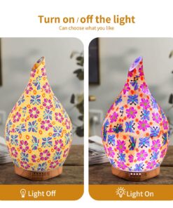 280ml Colorful Essential Oil Diffuser, Aromatherapy Ultrasonic Humidifier - Handmade Glass, BPA Free, 7 Color LED, Waterless Auto-Off, Timer Setting 15 81AhgQ5TAS