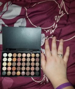 LandFox Cosmetic Matte Eyeshadow Cream Makeup Palette Shimmer Set 40 Color+ Brush Set+Fishtail Bottom Brush (A) 37 81AiO6zD0QL