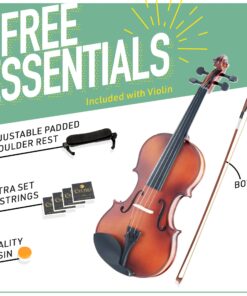 Mendini By Cecilio Violin For Beginners, Kids & Adults - Beginner Kit For Student w/Hard Case, Rosin, Bow - Starter Violins, Wooden Stringed Musical Instruments 1/2 MV300 Antique 20 81AjIQ3lOlL 1