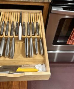Utoplike In-Drawer Bamboo knife block, Drawer Knife Set Storage, Knife Organizer and Holder with Slots for 16 Knives and 1 Sharpening Steel (Not Included)-Kitchen Drawer, Counter Top 27 81AjijGXiAL