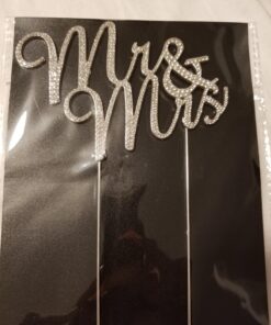 Ella Celebration Mr and Mrs Wedding Cake Topper Rhinestone Monogram Decoration Cake Toppers Mr & Mrs (Silver) Silver 29 81AlPOilZ7L
