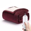 Sunbeam Royal Mink Sherpa Cabernet Heated Personal Throw / Blanket, Cozy-Warm, Adjustable Heat Settings 18 81AljDllmdL
