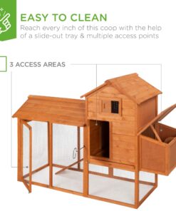 Best Choice Products 80in Outdoor Wooden Chicken Coop Multi-Level Hen House, Poultry Cage w/Ramps, Run, Nesting Box, Wire Fence, 3 Access Areas 35 81AuDRB0iBL