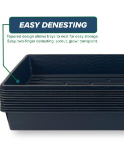 10 Plant Growing Trays (No Drain Holes) - 20" x 10" - Perfect Garden Seed Starter Grow Trays: for Seedlings, Indoor Gardening, Growing Microgreens, Wheatgrass & More - Soil or Hydroponic Black No drain holes 30 81AuT29b2QL