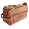 RUSTIC TOWN Buffalo Leather Toiletry Bag : Vintage Travel Shaving & Dopp Kit : for Toiletries, Cosmetics & More : Spacious Interior & Waterproof Lining : Compact, Fits Easily in Luggage Brown 17 81AuehP7hsL 1