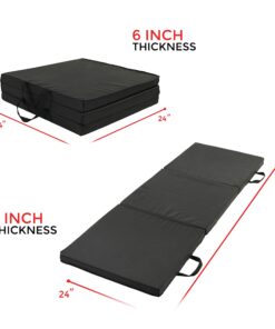 Sunny Health & Fitness Folding Gymnastics Tumbling Mat - Extra Thick with Carry Handles - for Exercise, Yoga, Fitness, Aerobics, Martial Arts, Cardio 6 FT x 2 FT 16 81Av6 6GsIL