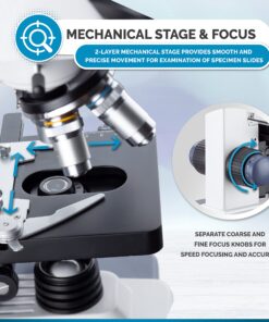AmScope B120C-E1 40X-2500X LED Biological Binocular Compound Microscope with 3D Double Layer Mechanical Stage + 1.0 MP USB Digital Camera Imager 1.0 MP Camera 26 81Awl49HevL
