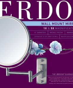 Alternative view of JERDON Two-Sided Wall-Mounted Makeup Mirror - Makeup Mirror with 5X Magnification & Wall-Mount Arm - 8-Inch Diameter Mirror with Nickel Finish Wall Mount - Model JP7506N