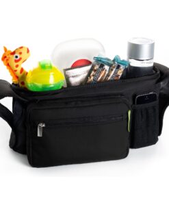 Ethan & Emma Universal Stroller Organizer - Elevate Your Experience w/Insulated Cup Holders, Diaper Storage, Secure Straps, Detachable Bag, Pockets for Phone, Keys, Toys. Smart Parenting Black 38 81AzdbVzbrL