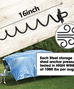 Eurmax USA 4-Pc Pack Spiral Stakes Heavy Duty Anchor Kit Ice Screw Anchor for Trampoline, Tents, tarps, Canopies,car Ports,Dog tie Out and etc Bonus Tie Down Straps 4-Pc Pack (Black) Black 25 81B vo8EmtL