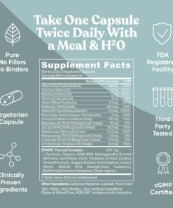 Spark Thyroid Support & Energy Metabolism – Thrive, Naturally Fight Fatigue, Balance Hormones, Promote Focused Energy – Zinc, Selenium, Iodine – 60 Vegetarian Soft Capsules 17 81B1bZiaZOL