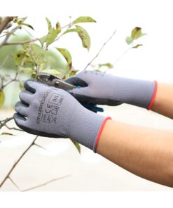 Amazon Basics Latex Coated Work Gloves, Nylon Liner Fiber, Grey, Size 9, L, 12-Pair 16 81B4T2CfbeL