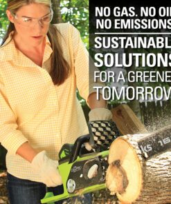 Greenworks 40V 16" Brushless Cordless Chainsaw (Great For Tree Felling, Limbing, Pruning, and Firewood / 75+ Compatible Tools), Tool Only 16" (Tool Only) Gen 1 28 81B4fOhQjIS 1