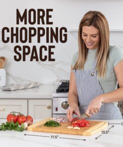 Bamboo Cutting Board - Wood Chopping Board with Juice Groove, Charcuterie Board, Serving Platter Cheese Board, Bread Board, Turkey Meat Cutting Board for Kitchen 32 81B7Nj16hHL