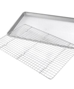 USA Pan Bakeware Half Sheet Baking Pan and Bakeable Nonstick and Cooling Rack Set, Metal Half Sheet Pan & Rack Set 21 81B8atcmbLL