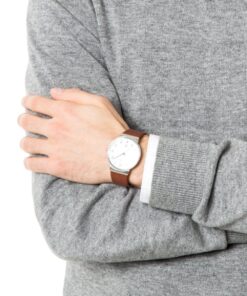 Skagen Men's Ancher Stainless Steel and Mesh Quartz Watch Silver/Brown 16 81BB0avJOUL