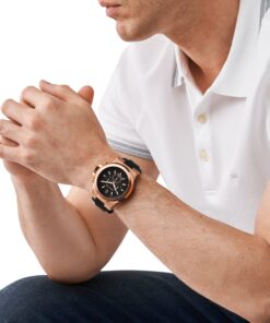 Michael Kors Dylan Men's Watch, Stainless Steel Chronograph Watch for Men with Steel or Silicone Band Black/Rose gold 28 81BB0r095mL