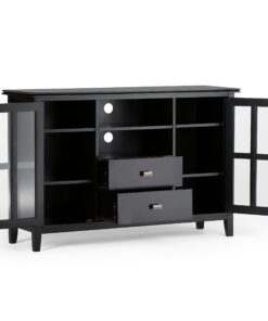 SIMPLIHOME Artisan SOLID WOOD 53 Inch Wide Transitional TV Media Stand in Black for TVs up to 60 Inches, For the Living Room and Entertainment Center Tall TV Media Stand 33 81BDSZZAV5L