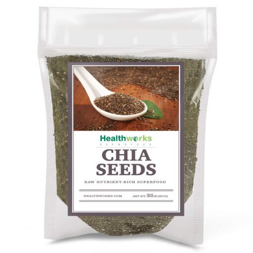 Healthworks Chia Seeds Raw (32 Ounces / 2 Pounds) | Premium & All-Natural | Contains Omega 3, Fiber & Protein | Great with Shakes, Smoothies & Oatmeal Chia Seed 2 Pound (Pack of 1)