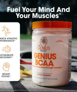Alternative view of Genius BCAA Energy Powder, Orange - Nootropic Amino Acids & Muscle Recovery - Natural Vegan BCAAs Workout Supplement for Women & Men (Pre, Intra & Post Workout) - No Artificial Sweeteners Power Orange 21 Servings (Pack of 1)
