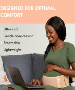 Jill & Joey Maternity Belt - Belly/Back Support Band Brace - Pregnancy Must Haves (Beige, Medium) Beige 34 81BJLxm479L