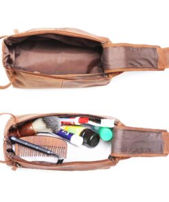 RUSTIC TOWN Buffalo Leather Toiletry Bag : Vintage Travel Shaving & Dopp Kit : for Toiletries, Cosmetics & More : Spacious Interior & Waterproof Lining : Compact, Fits Easily in Luggage Brown 26 81BJcJZ7NmL 1