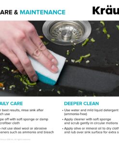 Kraus KGD-410B 24 2/5 inch Dual Mount Single Bowl Black Onyx Granite Kitchen Sink Sink with Strainer 29 81BK1AygVL