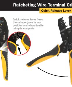 TITAN 11477 Ratcheting Wire Terminal Crimper Tool for Insulated Terminals, Fixed Jaw Crimper Fixed Jaw Crimper for Insulated Terminals 33 81BKWfeTDcL