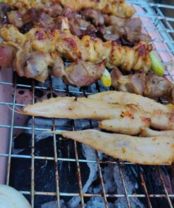 Fire Sense 60450 Yakatori Internal Grates Charcoal Chrome Cooking Grill Japanese Table BBQ Handmade Using Clay Adjustable Ventilation For Outdoor Barbecues Camping Traveling - Large - Tan 46 81BLCacQ7EL