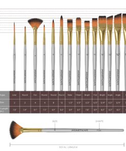 MyArtscape Paint Brushes - 15 Pc Art Brush Set for Watercolor, Acrylic, Oil & Face Painting | Short Handle Artist Paintbrushes with Travel Holder | 1 Year Warranty (Black) Black 16 81BMbsElw8L