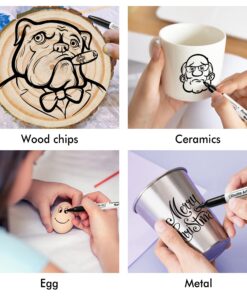 Shuttle Art Permanent Markers, 30 Pack Black Permanent Marker set,Fine Point, Works on Plastic,Wood,Stone,Metal and Glass for Doodling, Marking 14 81BPvwkIwDL